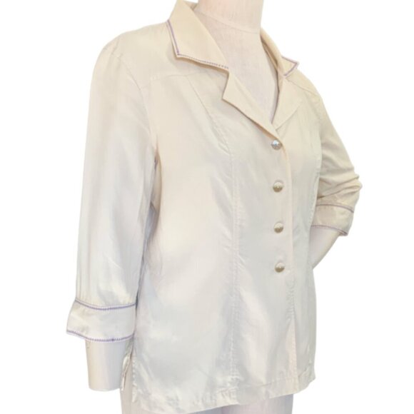 VTG Liz Claiborne Silk Button Front Top Embroidered Theater/Drama Masks M #88D - Picture 3 of 9